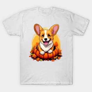 Pembroke Welsh Corgi Dog inside Pumpkin #1 T-Shirt